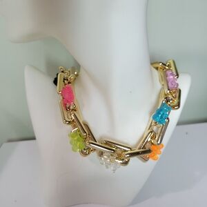 Chunky Gold Necklace W Colorful Gummy Bears. PERFECT FOR EASTER!